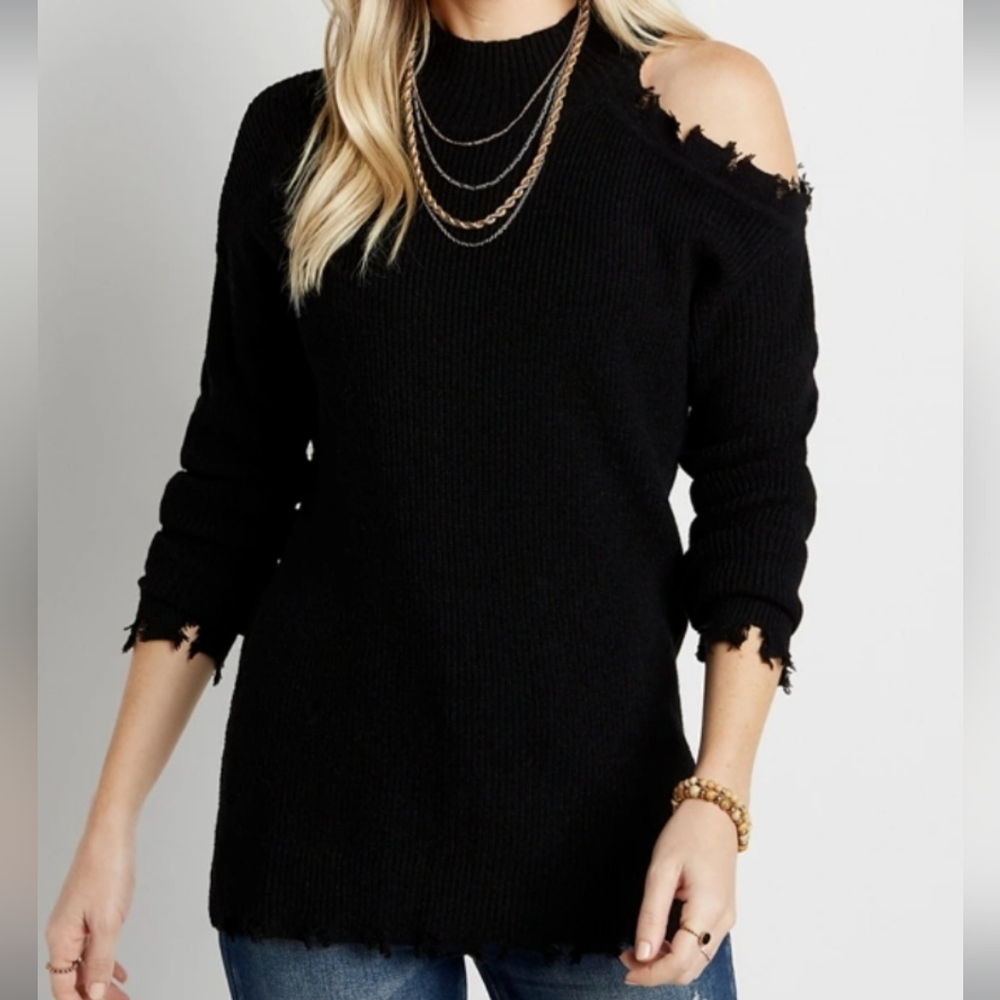 Maurices Black Off-the-Shoulder Sweater